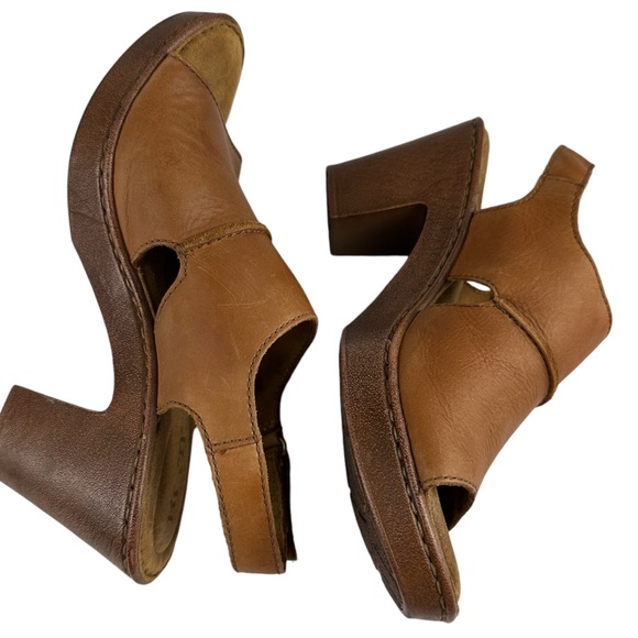 BORN Brown Leather Clog Heeled Open Toe Sandals SIZE 8 - Picture 4 of 13